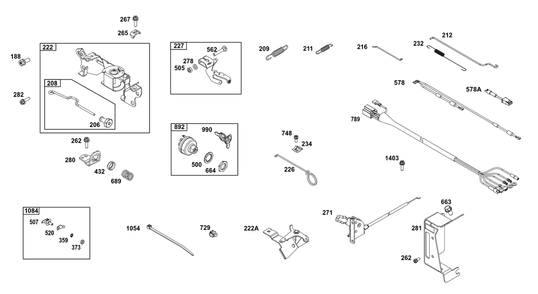 Controls Group Diagram and Parts List for 356447-0668-B5 200000 - 399999 Briggs and Stratton Engine